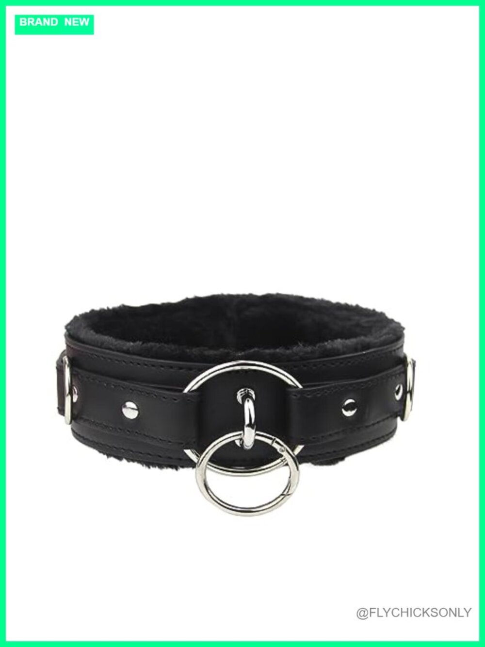 Genuine Leather Choker Chain Collar with Lock, Adjustable D-Ring